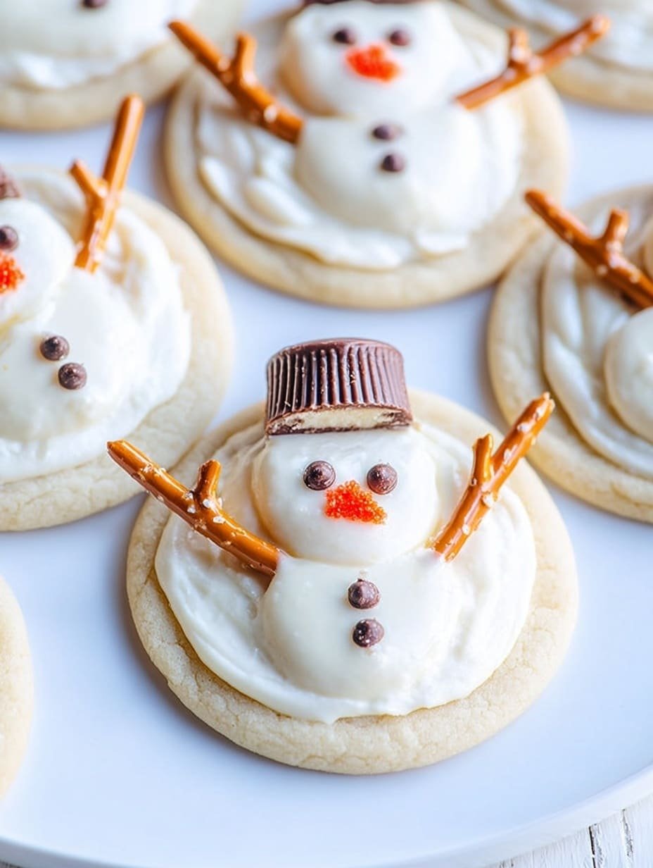 Melted Snowman Cookies Recipe - Recipe Image — Melted Snowman Cookies, holiday cookie ideas, winter treat recipes, fun Christmas cookies, festive cookie tutorials