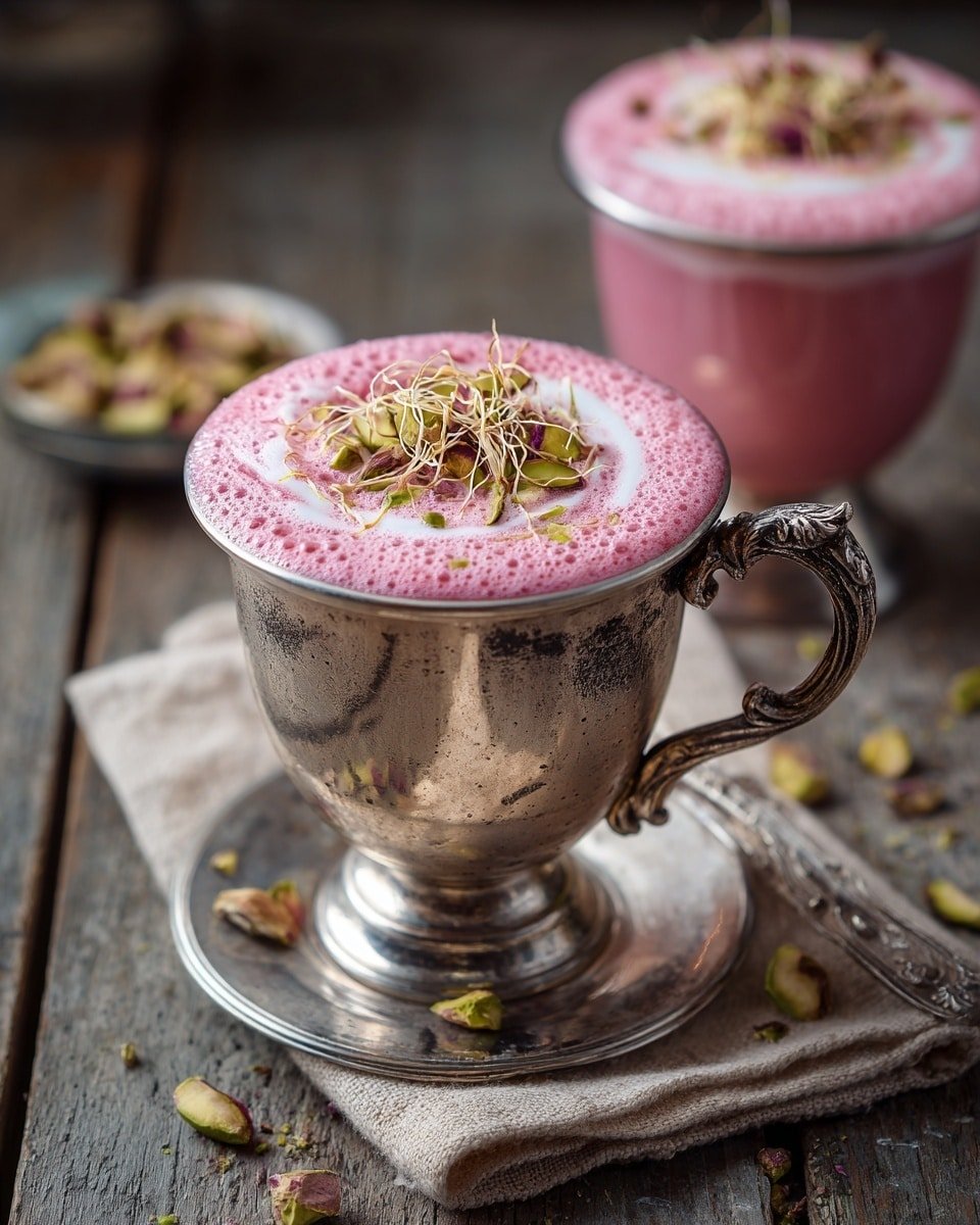 Kashmiri Pink Chai Recipe - Recipe Image — Kashmiri Pink Chai, Pink Chai Recipe, Kashmiri Tea, Rose-colored Tea, Spiced Pink Tea