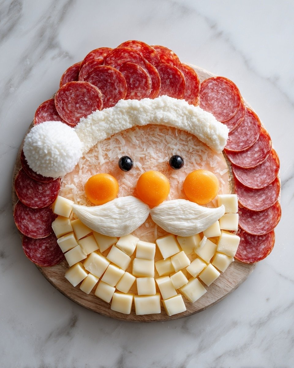 Santa Cheese Board – How to Make the Ultimate Christmas Party Appetizer Recipe - Recipe Image — Santa Cheese Board, Christmas party appetizer, festive cheese platter, holiday cheese arrangement, holiday cheese board ideas