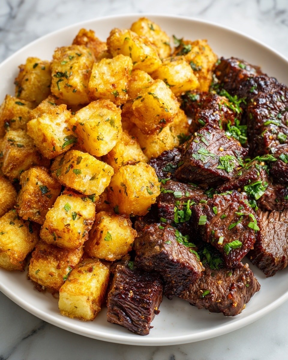 Garlic Butter Steak and Potatoes Skillet Recipe - Recipe Image — Garlic Butter Steak and Potatoes Skillet, easy steak and potatoes skillet, flavorful steak and potato dinner, one-pan steak and potato recipe, quick beef and potato skillet