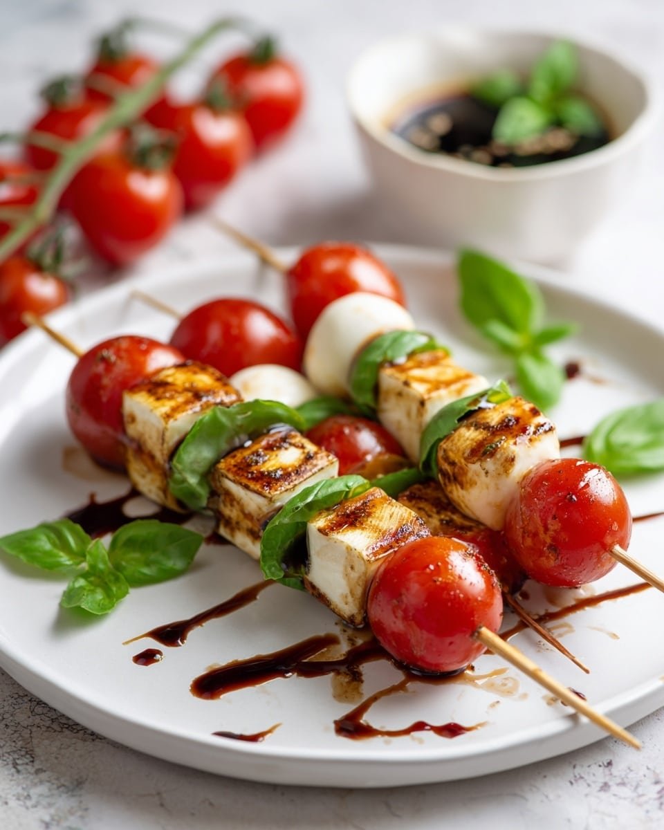 Caprese Skewer Bites – The Best Evening Snack Recipe - Recipe Image — Caprese Skewer Bites, Caprese Skewers appetizer, easy Caprese snacks, fresh evening snacks, tomato mozzarella basil bites